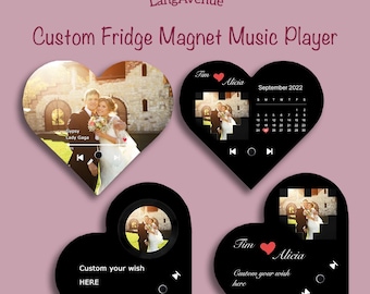 Imán de nevera con foto personalizada en forma de corazón: Regalo personalizado para reproductor de música