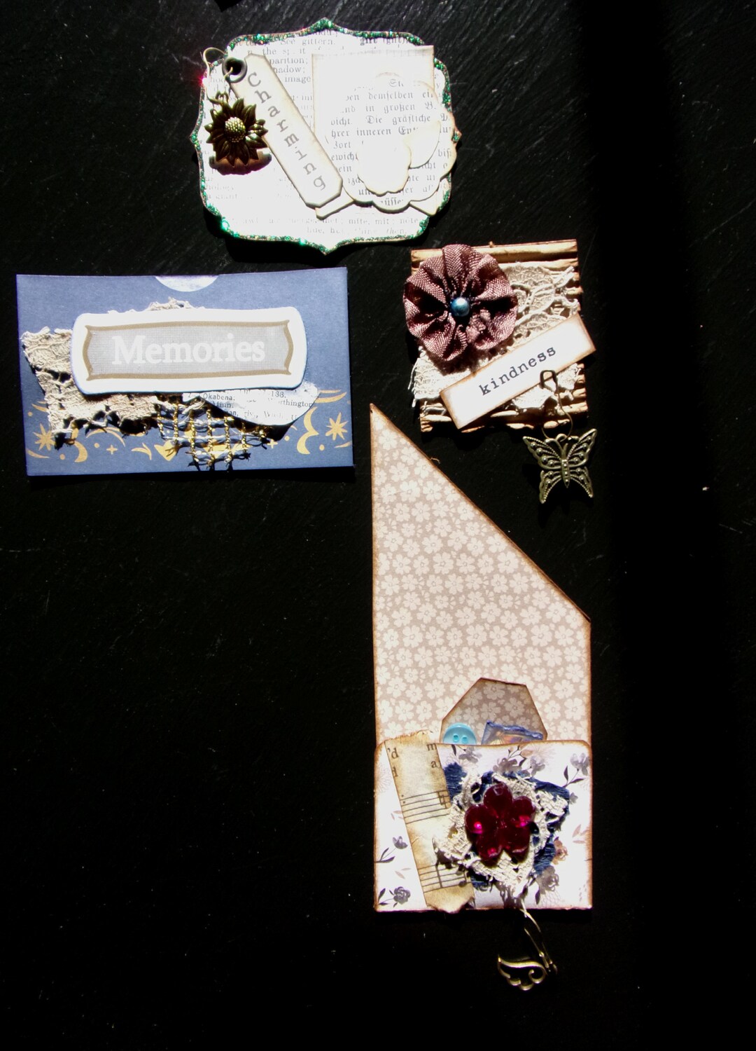Junk Journal Clusters Set of 4 Embellished Ephemera Scrapbooks Handmade ...