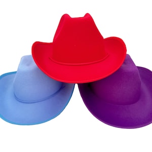 Cowboy Hat Cowgirl Hat Western Style Hat for Crafts Bachelorette Party Birthday Wedding Red Black Purple Blue Pink