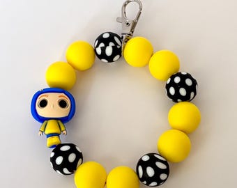 Coraline Inspired Wristlet Halloween for Gifting or Everyday Wear Keychain Bracelet