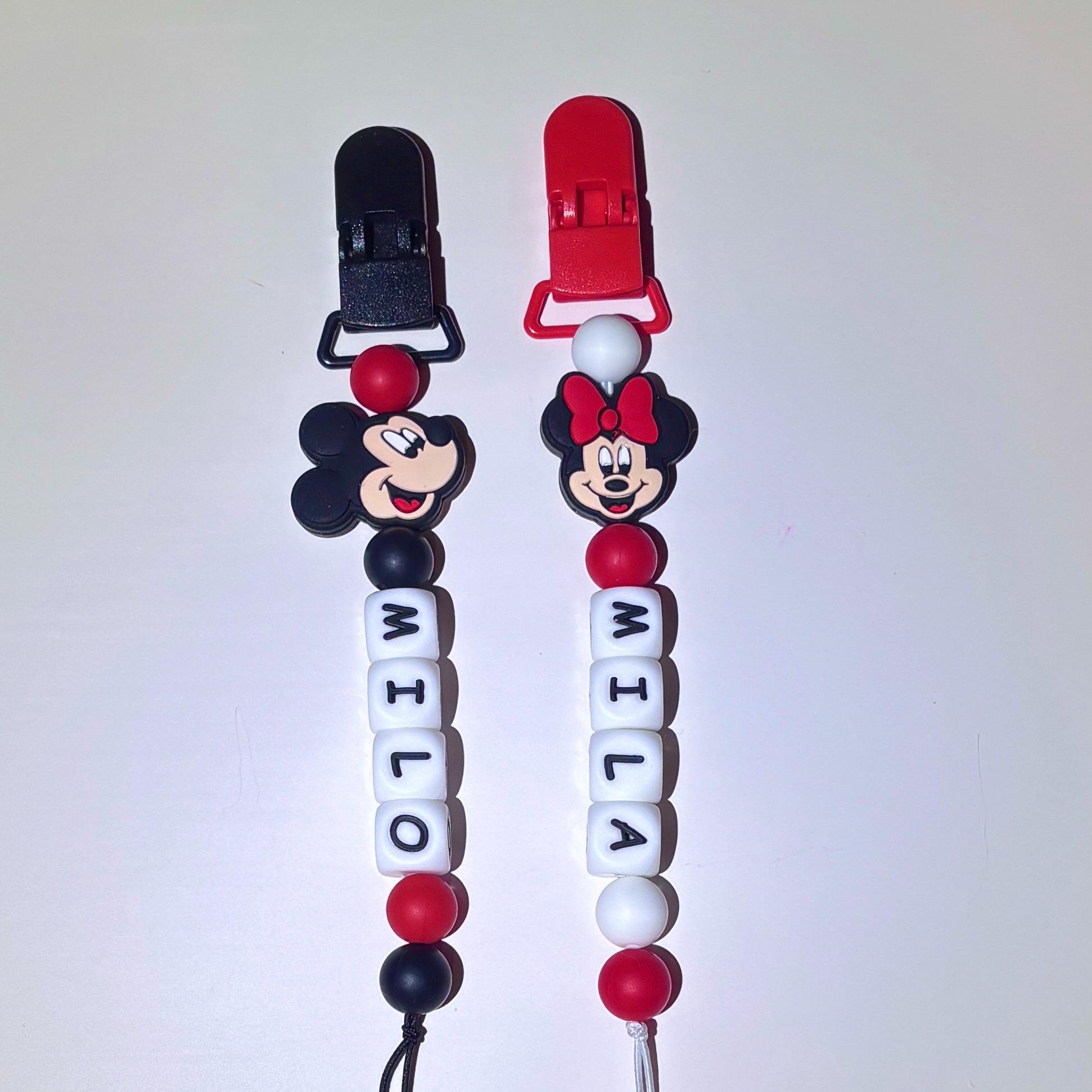 Pixie Pacifier Mickey and Minnie Pacifier Clip Disney Inspired Binky Clip Disneyland ...