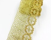 7cm wide, 10 yards Gold Thread Knitted Lace Ribbon Trims Wedding Party Home Decoration DIY Handmade Patchwork Lace Supplier