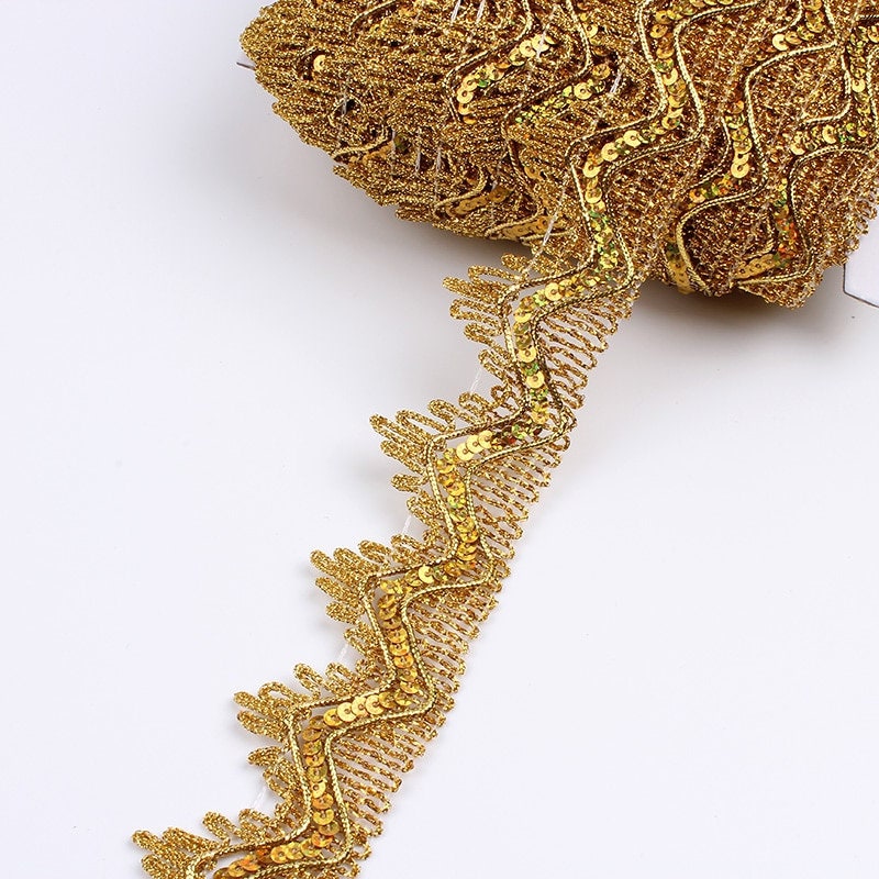 95mm 3 Stripe Metallic Gold Vintage Woven Ribbon 1m 1.09 Yards Very Harry  Potter Gryffindor 