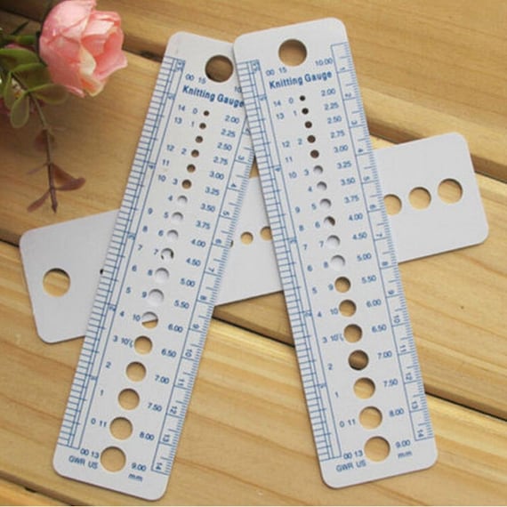 2-10mm Sew Ruler Tools Knitting Needle Gauge Inch cm Ruler Measure