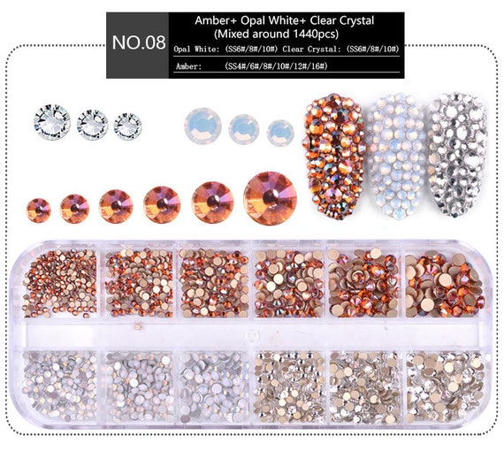 12Girds Mixed Size AB Nail Rhinestones Super Shiny Diamonds 3D