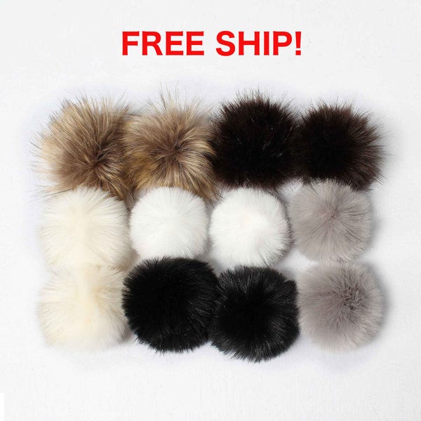 DIY 12pcs 10cm Big Fausse Fourrure PomPom Ball pour Chapeaux Sacs Porte-clés Fluffy Balls Pendentif Accessoires