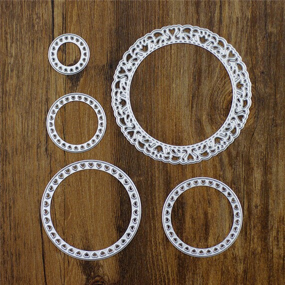 5pcs lot circular shape diy pretty paper cutter cutting die metal material for creative gift decoration scrapbooking flower shape paper cutter