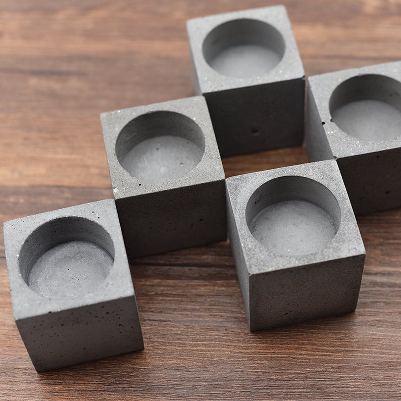 Square Round Concrete Candle Holder Silicone Mold Home Wedding Etsy