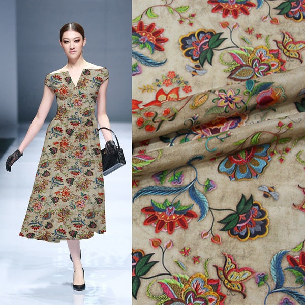 New 138cm Wide 12mm Silk Inkjet Crepe De Chine Skirt Dress Shirt 100% Silk Printed Fabric Silk Cloth