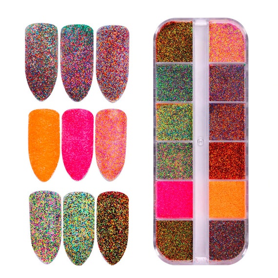  12 Grid Sugar Nail Powder, Nail Art Glitter Sequin Winter  Pigment Shiny Candy 3D Nail DIY Solid Color Sugar Icing Powder Design  Manicure Decoration : Beauty & Personal Care
