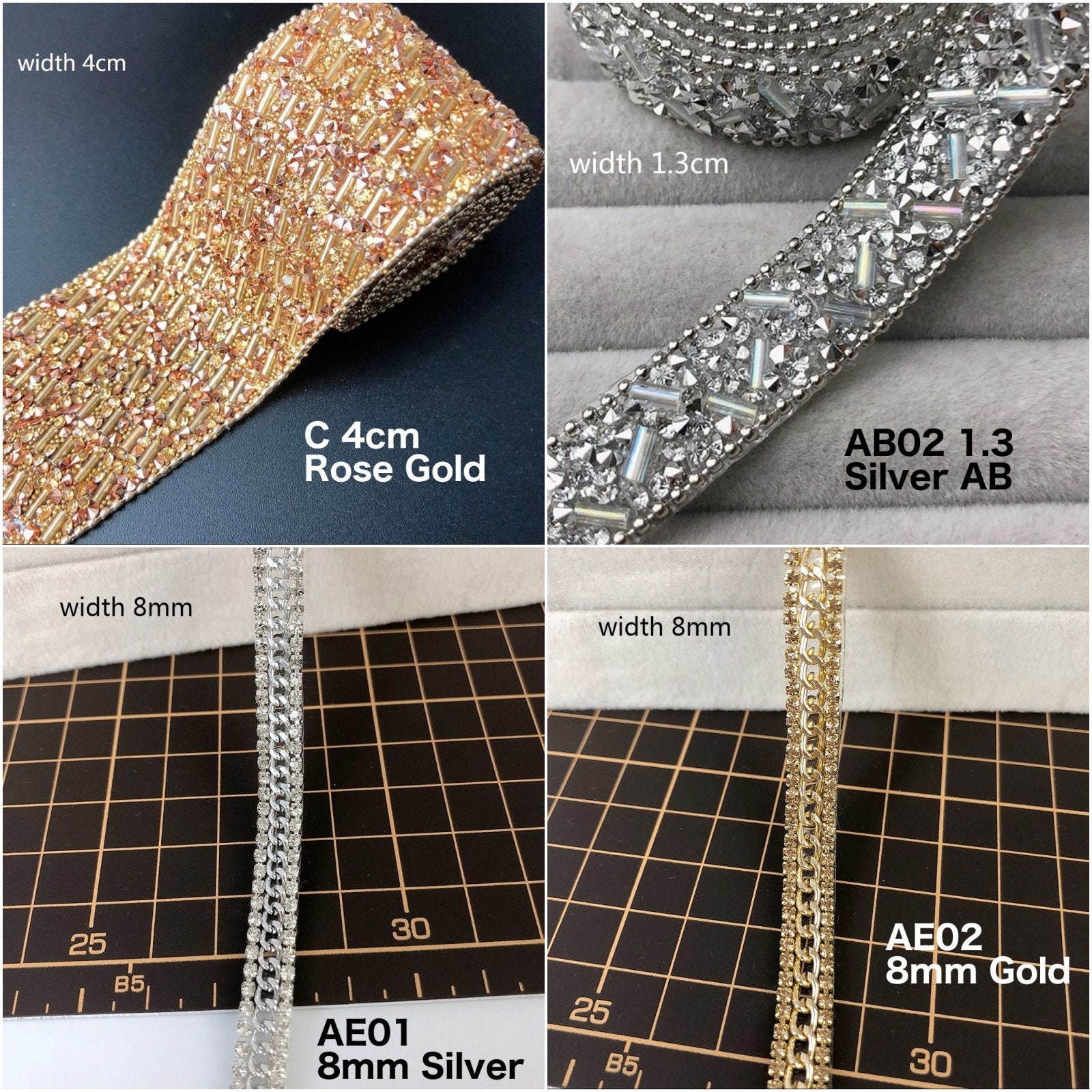 fancy resin rhinestone trim,gold gunmetal clear silver new accessories  trimming,1cm 2cm width banding accessories #A02