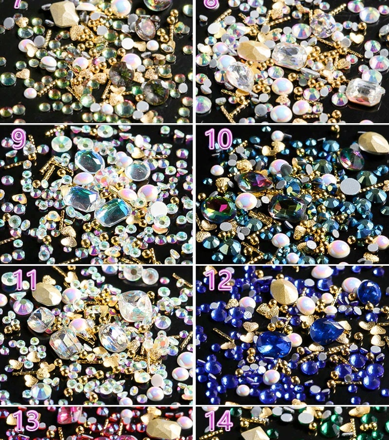 1 Jar Mix Shapes Glitter Diamond Pearls Metal Twisted Bar Beads