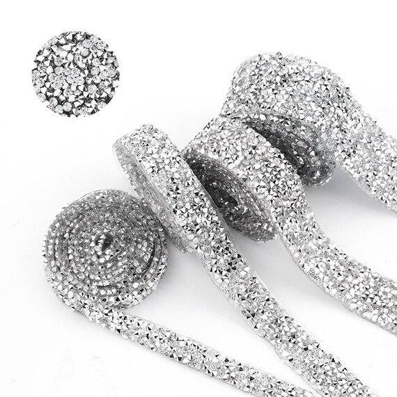 1 Yard Sewing Trim Rhinestone Motif Strass Tape Applicator Ribbon Iron For Dress