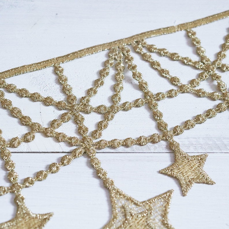 14.5cm Wide Stars Gold Tassels Lace Fringe Lace Trim Ribbon Costume Home Textile Curtains Decor Trims Clothes Sewing Accessories