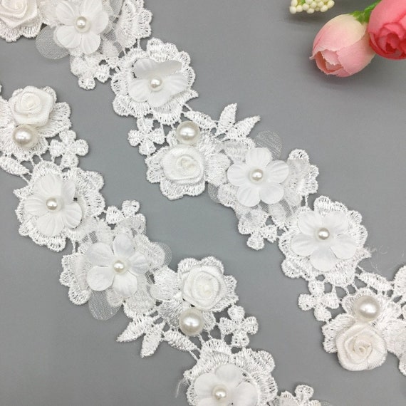  2 Meters Lace Ribbons for Crafts - 4cm Wide Elegant Flower  Embroidery Lace for Bow Making, DIY Crafts (Color : 4cm, Size : 2M)