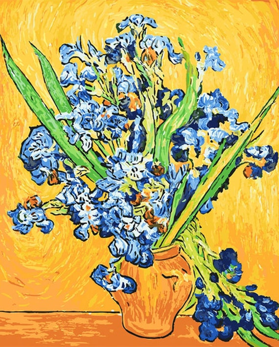 Van Gogh Vase With Irises Flowers Oil Painting By Number And Etsy
