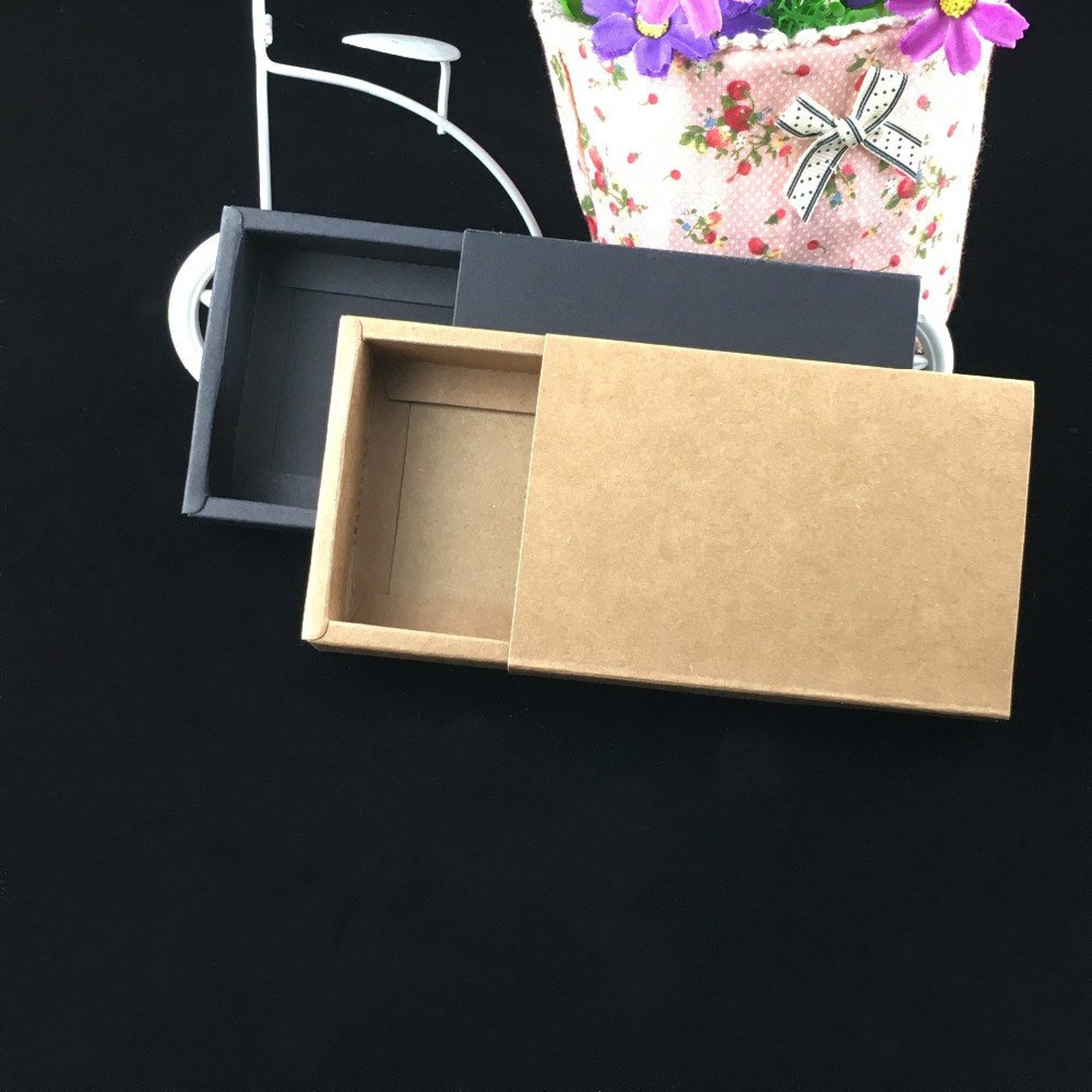 24pcs/lot Blank Kraft Paper Drawer Boxes Black Paperboard Etsy