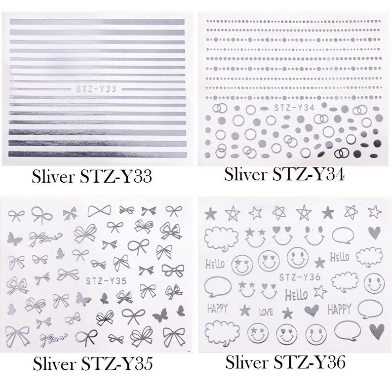 16 Designs Nail Stickers Decals Water Transfer Nail Wraps Etsy