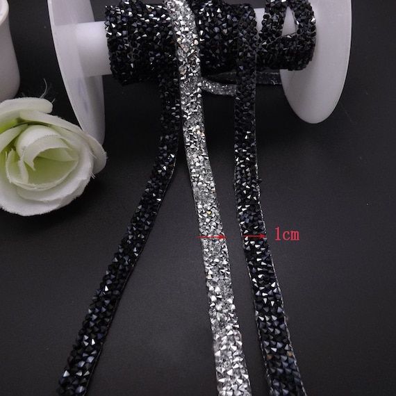 Crystal Clear Silver Rhinestone Tape, Black Jet Rhinestone Tape Width Fancy  Wedding Hot Fix Trim Accessories 