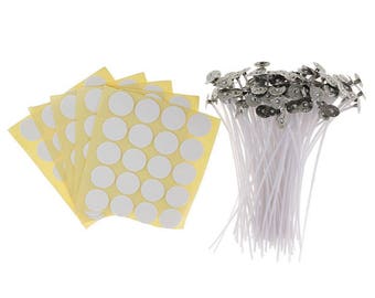 100x 200x 5.9/6/8Inch Candle Wicks Cotton Core Pretabbed Pre Waxed with Sustainers and Stickers for DIY Making Candles Accessories
