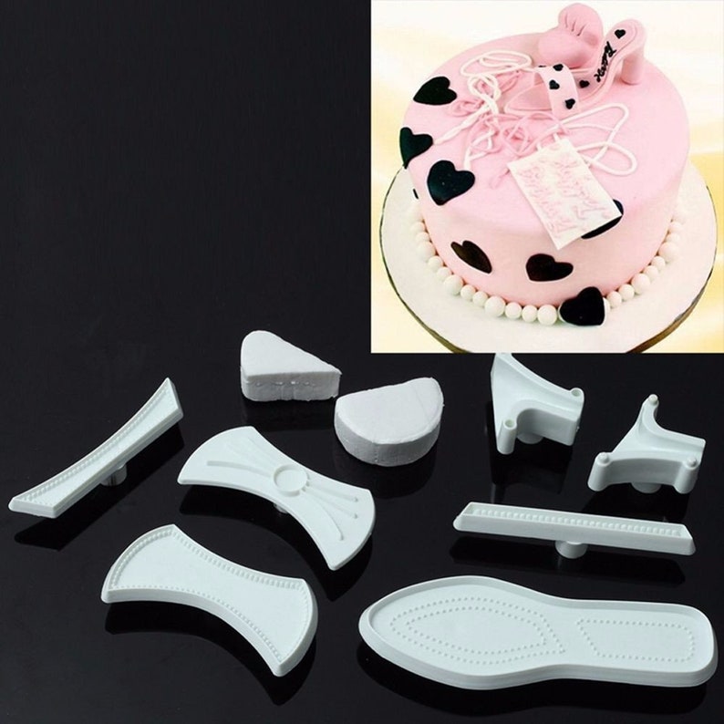 9pcs/Set High-Heeled Shoes Fondant Cake Mould Sugarcraft Baking Cutter Mold Fondant Cake Decorating Tools image 6