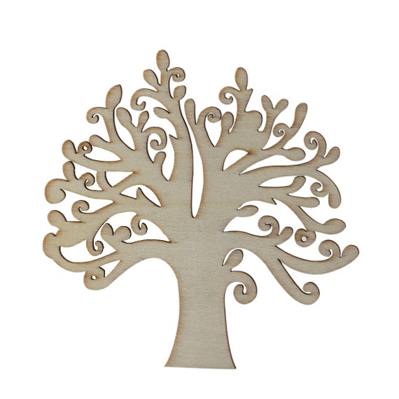 Winomo Blank Wooden Tree Embellishments for DIY Crafts - 10pcs