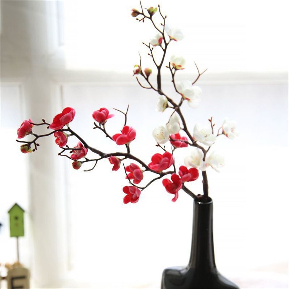 Artificial Plum Blossom With Small Bud, Fake Cherry Flower Stem, Rustic  Peach Bloom, Faux Pear Spray Branch, Chinese Home Floral Decoration 