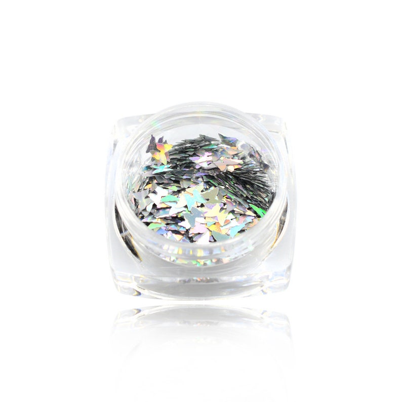 2019 New 1 Bottle Nail Art Sparkly Glitter Silver Laser Butterfly Sequins Slice Nail Thin Paillette Decoration 3D Tips