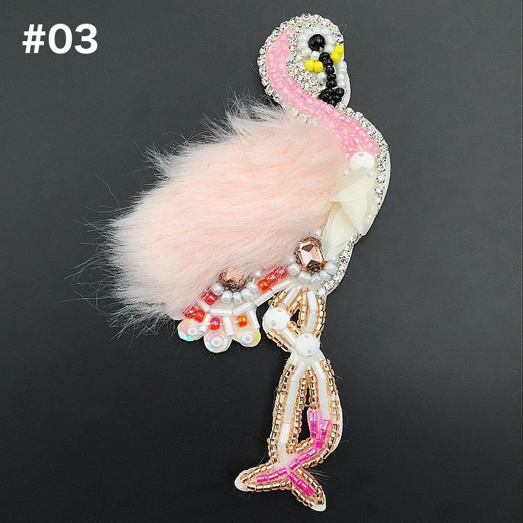 1 Pcs Sequined Fur Flamingo Patch for Clothes Sewing on - Etsy
