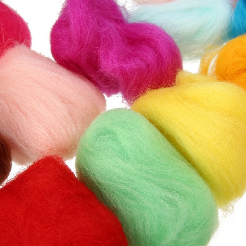 36 Colors 3g Felting Wool Fiber Wool Felt Starter Kit For Needle Felting Roving Dyed Spinning Wet Felting Fiber for DIY Crafts