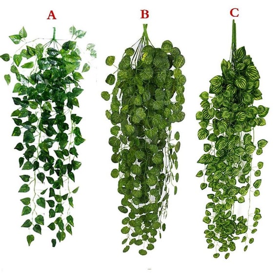 1pcs Artificial Fake Hanging Vine Plant Leaves Garland Home Garden Wall  Decoration Green 