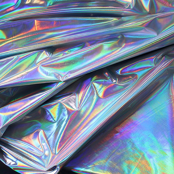 150*50cm Shiny Colorful Silver Bronzing Spandex Fabric Sewing Material PU Glossy Leather Fabric for DIY Stage Costume Dress