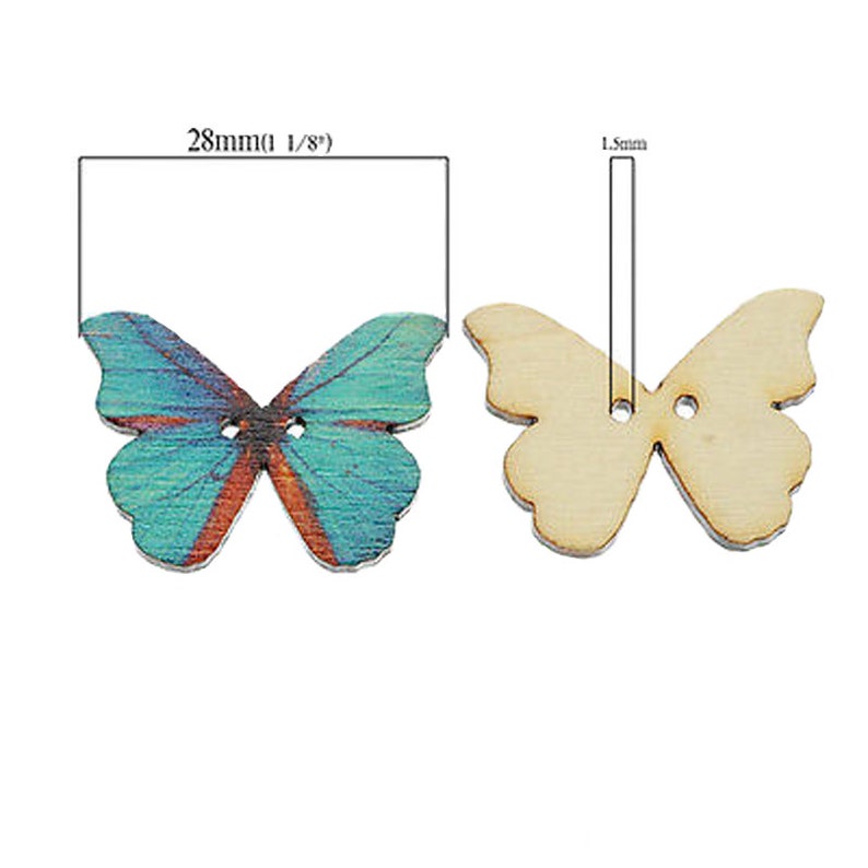 Wooden Butterfly 50pcs Assorted Colorful Butterfly Wooden Buttons Randomly Mixed Sewing... Mixed Buttons For Crafts