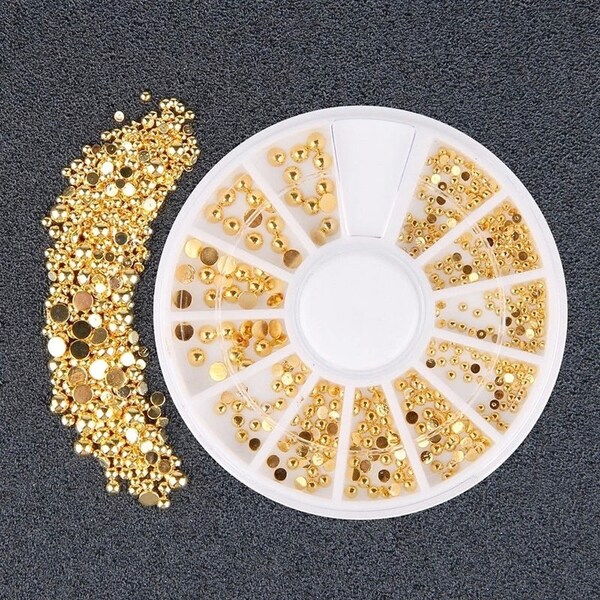 1 Wheel Gold Nail Art Glitter 3D Stones Nageldesign DIY Nail Art Decoration Nail Decorations Crystal Strass AB Stones