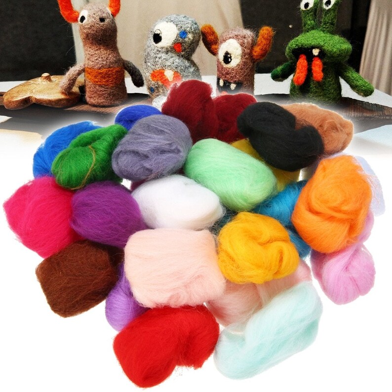 36 Colors 3g Felting Wool Fiber Wool Felt Starter Kit For Needle Felting Roving Dyed Spinning Wet Felting Fiber for DIY Crafts