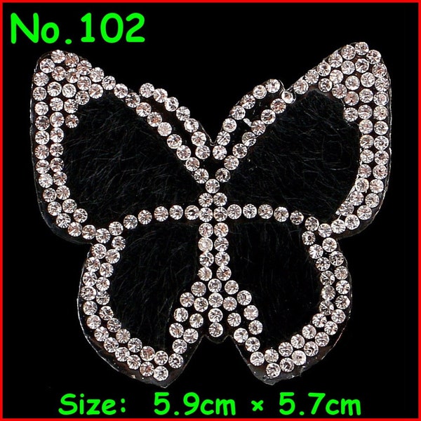 2 pcs/Lot Crystal Butterfly Patches Motif Hotfix Rhinestone Applique Jewelry for Children Kids Women Dress Clothes Wedding