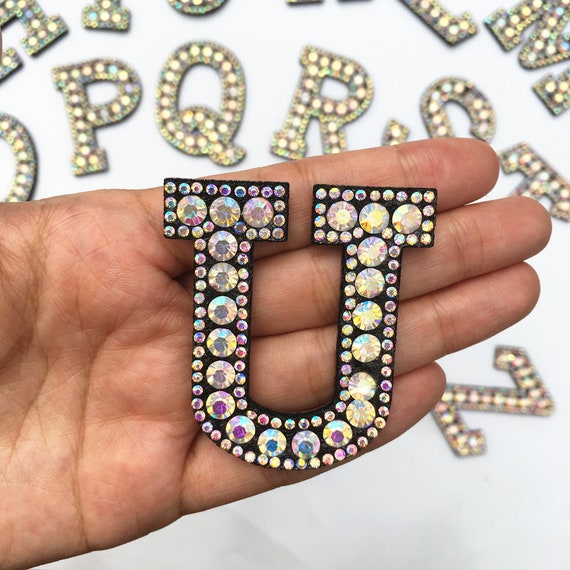 New 3D Colorful A-Z Rhinestone Letters Embroidered Patches iron on