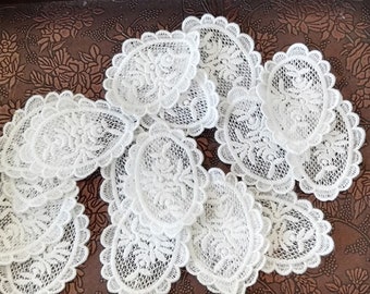 10pcs/lot White Cotton Organza Embroidery Fabric Lace Patch Trim Clothes Wedding Dress DIY Applique Scrapbooking