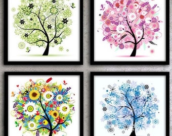 5D DIY Diamond Painting Cross Stitch Diamond Embroidery 4 Seasons Tree Rhinestones Diamond Pictures Needlework