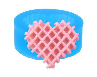 21.1mm Heart Waffle Cookie Silicone Mold - Waffer / Wafer Biscuit Mold Cupcake Topper Fondant Candy Resin Jewelry Charm