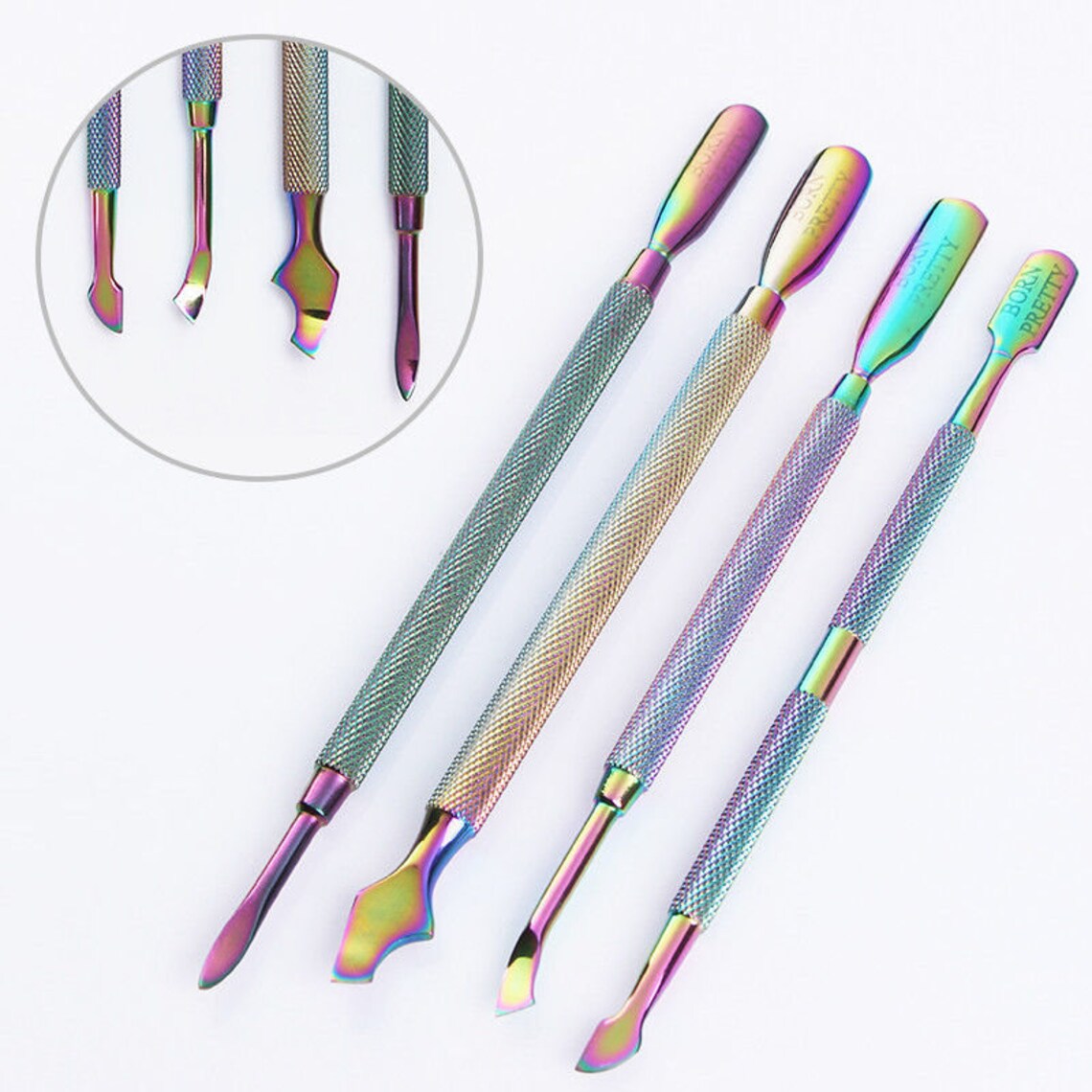 4 Type Stainless Steel Rainbow Metal Cuticle Pusher Trimmer Etsy