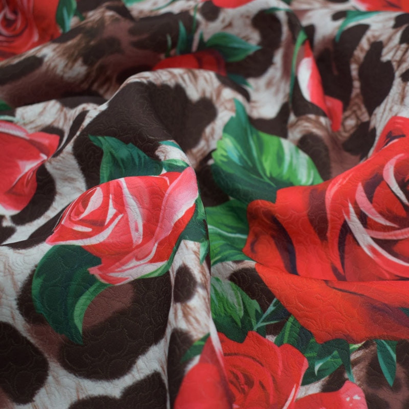 2019 Leopard Rose Digital Printing Jacquard Fabric for Dress | Etsy