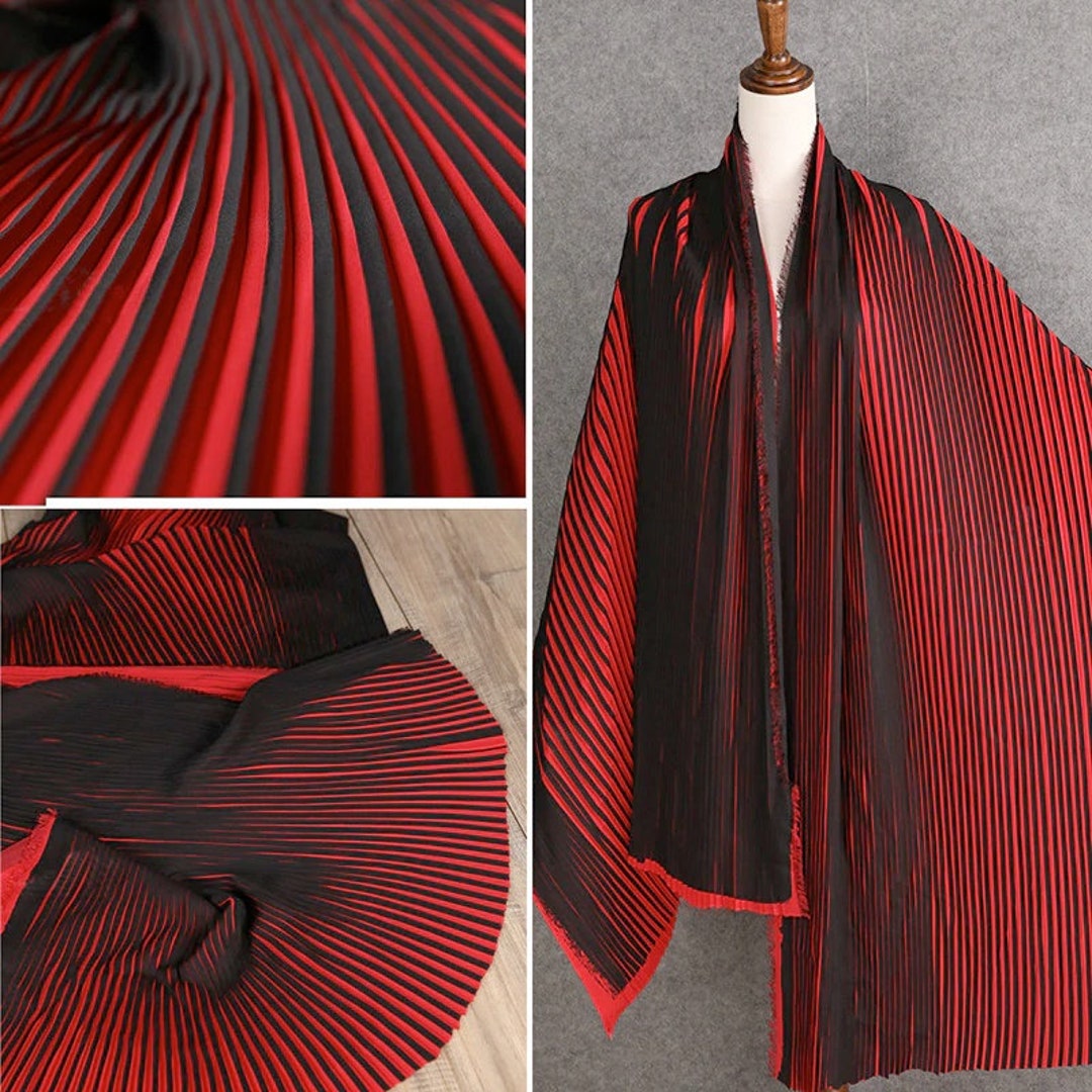 Reddish Black Ruffled Pleated Chiffon Fabric Solid for Dress Clothes  Materials, by the Meter -  Israel