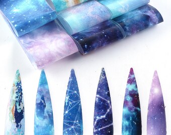 10PCS Nail Foil Sticker Set Holographic Starry Sky Adhesive Wraps Transfer Paper Marble Shining Nail Art Decal Gel Slider