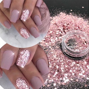 Glitter Top Popular Best Sales Chunky Mixed Fairy Face Body Craft Rose Sequins Manicure Rose Gold Glitter for Nail Decoration 50g