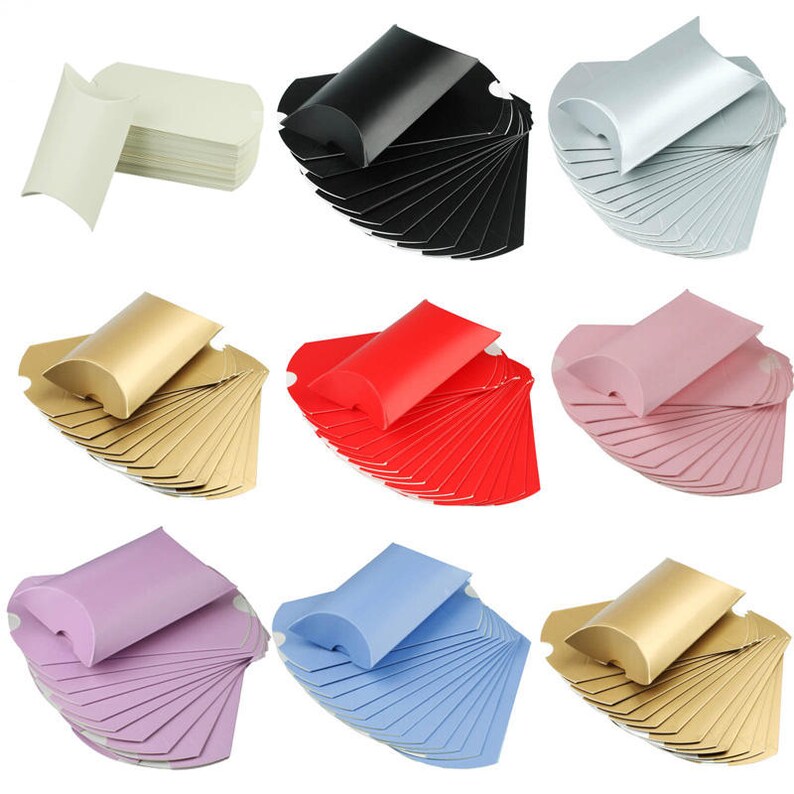100pcs Pillow Wedding Party Favor Paper Gift Box Candy Boxes Supply Accessories Favour Kraft Paper Gift Boxes CHOOSE COLOR