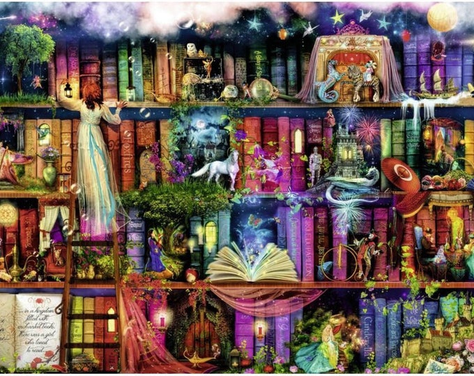 Decorate Needlework DMC 14CT Unprinted Cross Stitch Kits for Embroidery Fabulous Library Counted