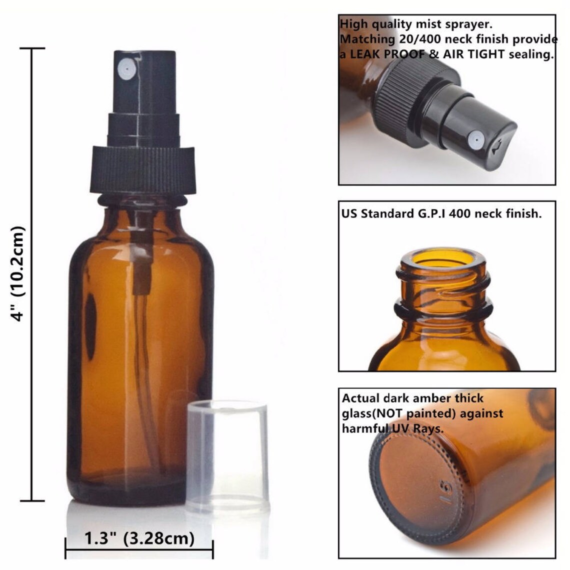 6pcs 1Oz 30ml Amber Glass Spray Bottle w/ Black Fine Mist Etsy