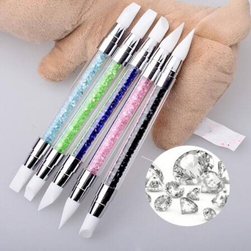 2 Way Rhinestone Crystal Nail Art Brush Pen Silicone Head - Etsy UK 2 Way Rhinestone Crystal Nail Art Brush Pen Silicone Head - Etsy UK