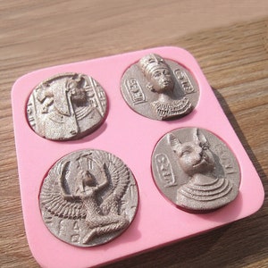 4 Holes Egypt Sphinx Pharaoh Silicone Cake Mold Cake Decorating Tools Cookie Chocolate Moulds Coins Fondant Barking Molds